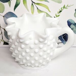 Vtg White Hobnail Fenton Milk Glass Creamer & Open Sugar Cottagecore Wedding